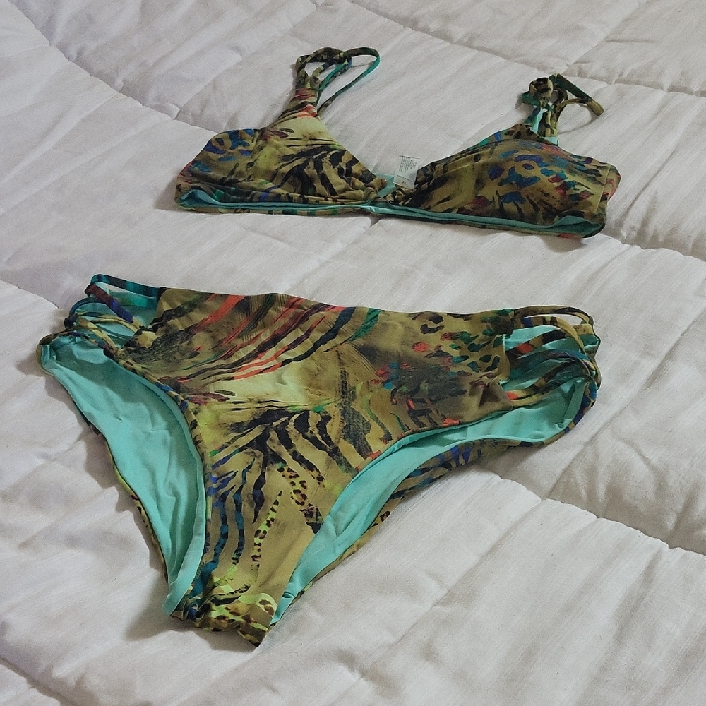 bebe Multicolor Animal Print Bikini